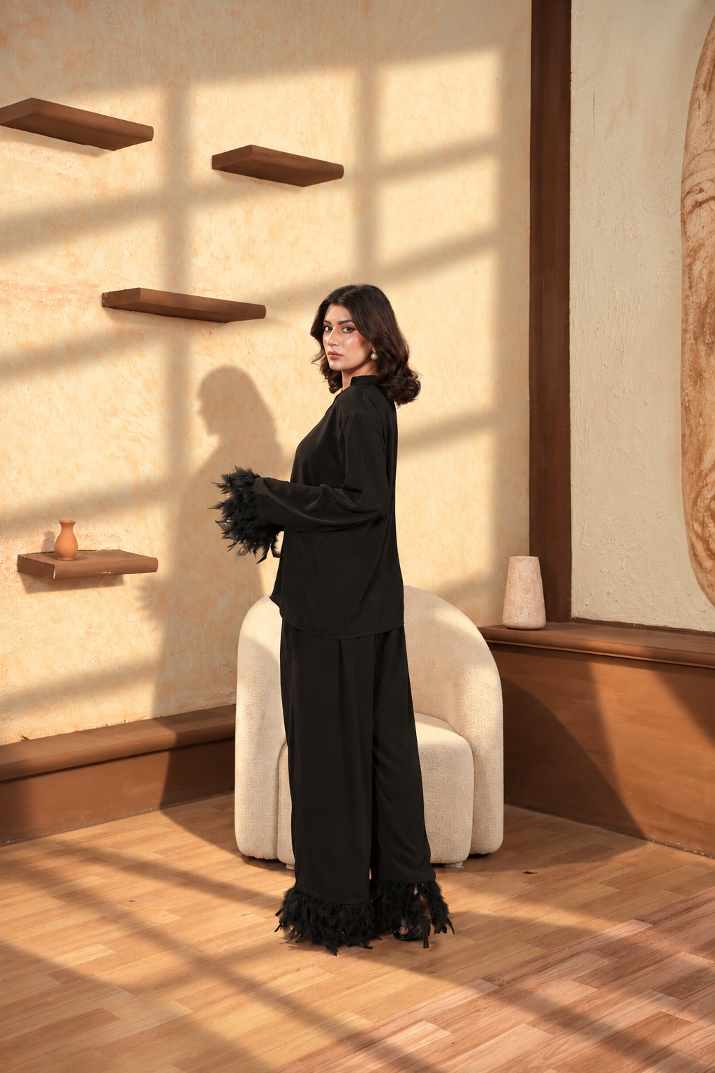 Zardozi gold embroidery on Noir velvet