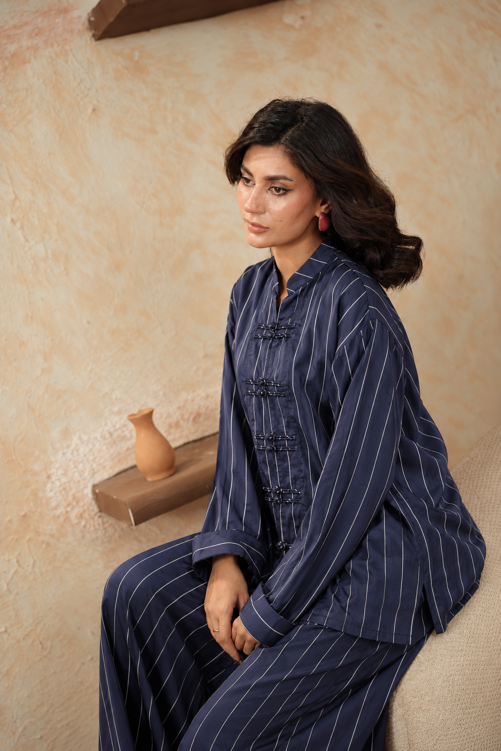 Miss Midnight - Navy Pinstripe Ensemble alternate angle