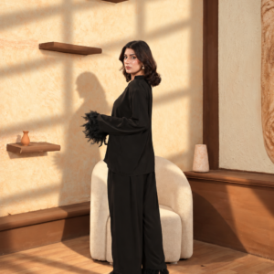 Handcrafted gold zardozi embroidery detail on noir velvet look